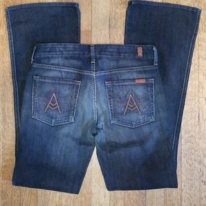 "A" pocket 7 for all mankind sz 28 dark flare jean